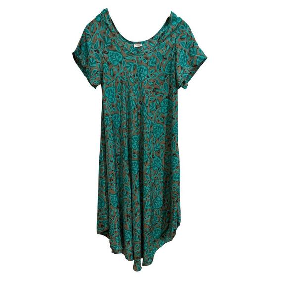 Shoreline Wear Women Silk Scoop Neck Short Sleeve Dress Vacation Travel Resort - Picture 1 of 8